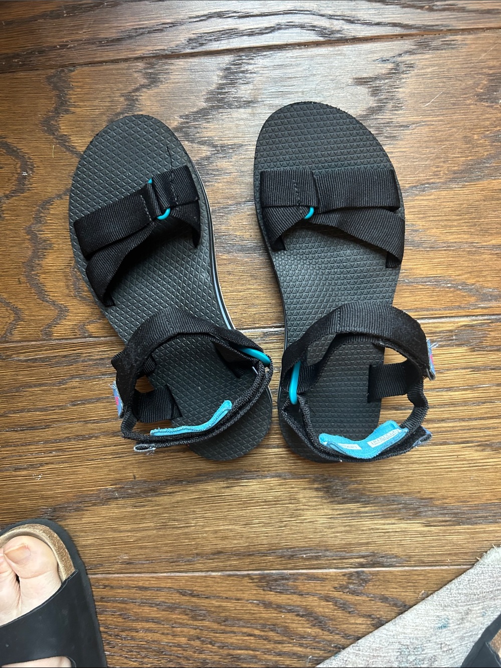 Columbia Black Sandals with Teal Accents